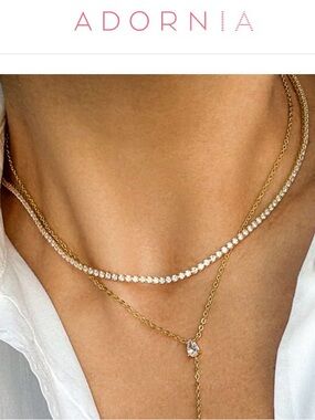 Adornia 14k Gold Plated Micro Tennis Necklace